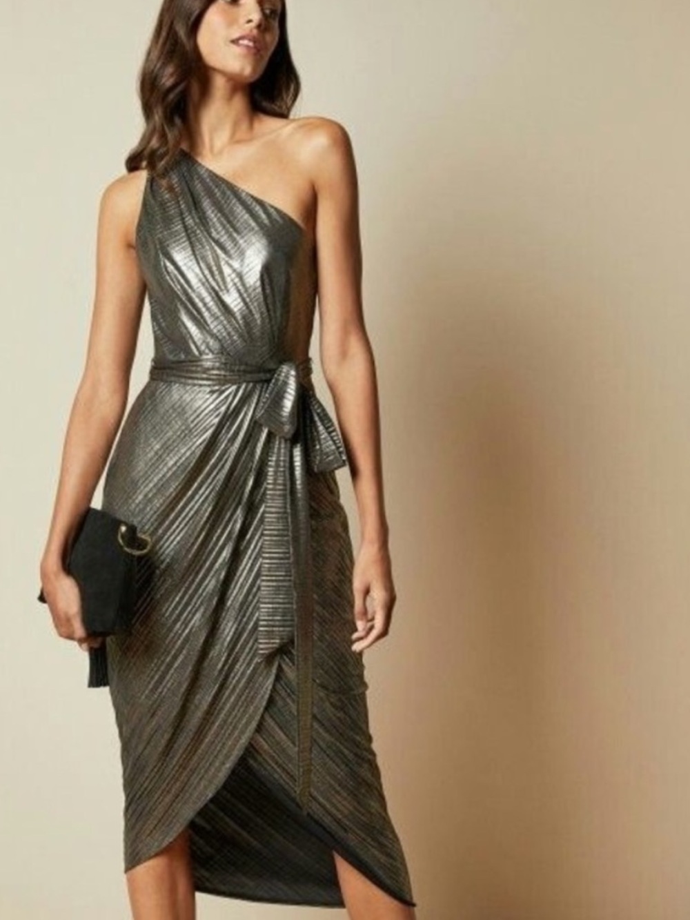 Ted Baker Gabria One Shoulder Midi Dress Size 3 | US Size 8 NWT Studio 54 Disco - Picture 2 of 9